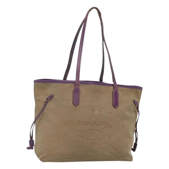 PRADA Hand Bag Canvas Khaki - Picture 1 of 12